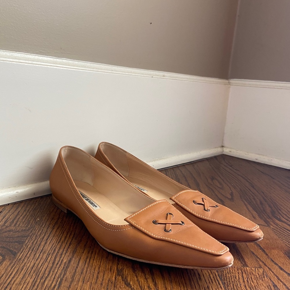 MOVING SALE Manolo Blahnik Tan Flats — worn twice